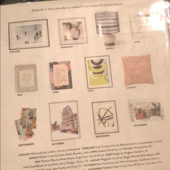 Minted 12 month 2019 Calendar with Wooden Stand - Picture 5 of 6